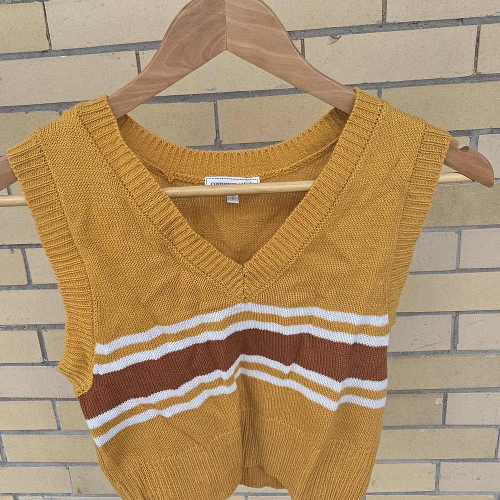 Mustard Knit Sleeveless Sweater Vest